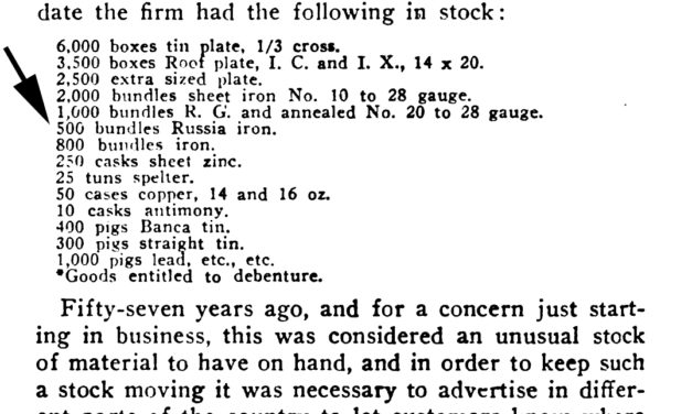 1854 Russia iron available from Dickerson, Van Dusen & Co in New York – Vol 76 Aug 4, 1911 Metal Worker, Plumber, and Steam Fitter
